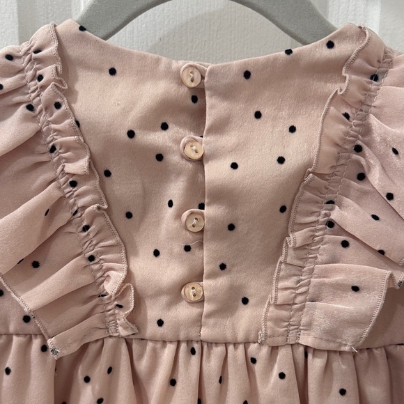 ZARA Girls Pink Polka Dot Ruffle Dress - Picture 3 of 3